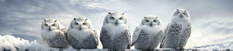 hibou sur une hiver neige Contexte. génératif ai photo