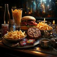 vite nourriture, Burger Contexte image ai génératif photo