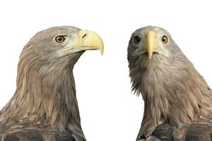 deux chauve aigles à la recherche à chaque autre sur wight Contexte photo