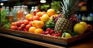 épicerie magasin, supermarché, Frais fruit marché, éco nourriture - ai généré image photo