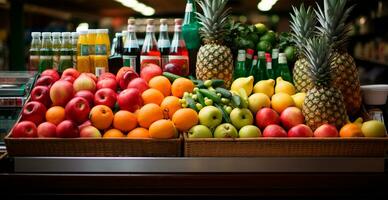 épicerie magasin, supermarché, Frais fruit marché, éco nourriture - ai généré image photo