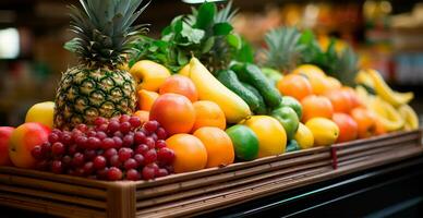 épicerie magasin, supermarché, Frais fruit marché, éco nourriture - ai généré image photo