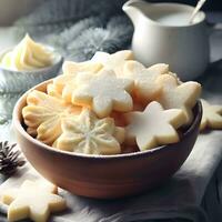 hiver Matin traite avec de beurre Couper sucre biscuits ai génératif photo