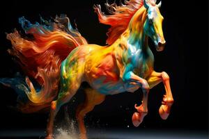 abstrait cheval dans nébuleux Couleur et texturé mouvement, génératif ai illustration photo