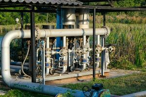 Manuel soupapes pour utilisation dans industriel zones cette sont communément installée sur réservoirs, tuyaux, pompes, étangs et puits dans combiné cycle Puissance les plantes. photo