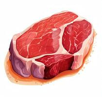 Viande steak steak est montré sur une blanc Contexte ai génératif photo