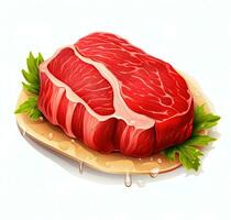 Viande steak steak est montré sur une blanc Contexte ai génératif photo