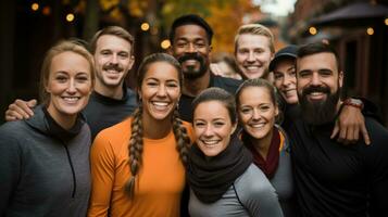 diverse groupe participant dans une charité courir pour movember conscience photo