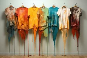 abstrait illustration. colorant court de vêtements dans le forme de déchiré tissu. généré par artificiel intelligence photo