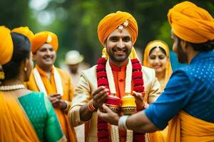 Indien mariage dans le ville. généré par ai photo