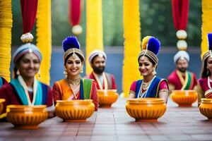 Indien mariage la cérémonie dans Delhi. généré par ai photo