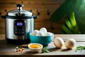 Comment à cuisinier des œufs dans un instant pot. généré par ai photo