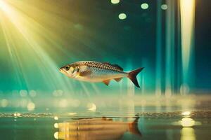 poisson dans le l'eau avec lumières dans le Contexte. généré par ai photo