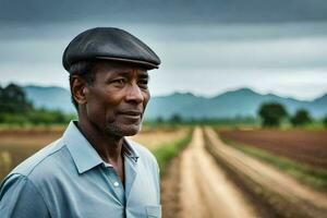 un africain homme permanent dans une saleté route. généré par ai photo