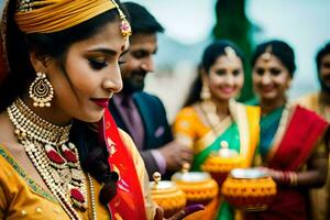 Indien mariage traditions et douane. généré par ai photo