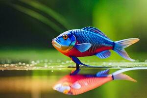 une coloré poisson est permanent dans le l'eau. généré par ai photo