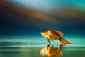 poisson rouge nager dans le l'eau. généré par ai photo