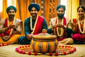 Indien mariage cérémonie. généré par ai photo