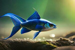 une bleu poisson nager dans le l'eau. généré par ai photo