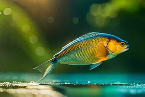 une poisson est nager dans le l'eau. généré par ai photo