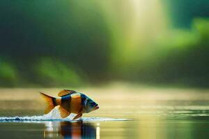 une poisson est nager dans le l'eau. généré par ai photo