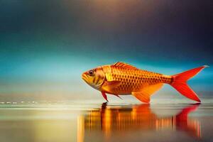 poisson rouge dans le l'eau. généré par ai photo