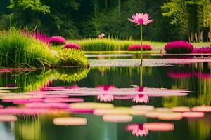 rose lotus fleur dans le l'eau. généré par ai photo