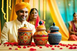 Indien mariage dans Delhi. généré par ai photo