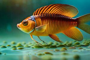 une poisson est nager dans le l'eau. généré par ai photo