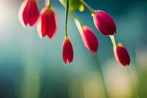 rouge fleurs dans le lumière du soleil. généré par ai photo