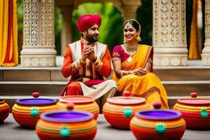 Indien mariage la photographie dans Delhi. généré par ai photo