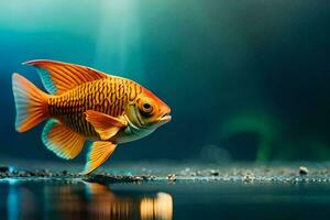 poisson rouge dans le aquarium. généré par ai photo