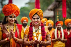 Indien mariage la cérémonie dans Bangalore. généré par ai photo