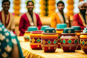 Indien mariage la cérémonie à le mandir. généré par ai photo