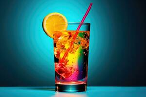 innovant infusion technique mettant en valeur une coloré cocktail isolé sur une pente Contexte photo