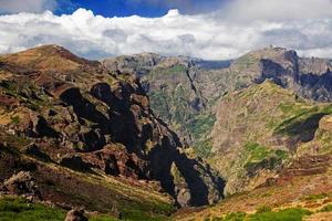 paysage avec de hautes montagnes et ciel nuageux photo