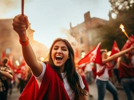 content femme célébrer une magnifique la vie ai génératif photo