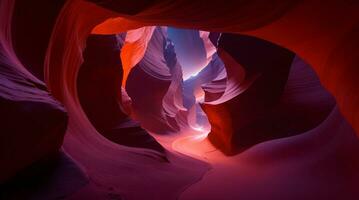 image de le étroit antilope canyon dans Arizona avec impressionnant incidence de lumière généré par ai photo