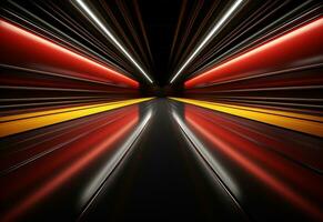 ai génératif Jaune et rouge néon illuminé futuriste toile de fond réaliste image- ultra HD- haute conception photo