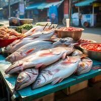 local marché Frais poisson - ai généré photo