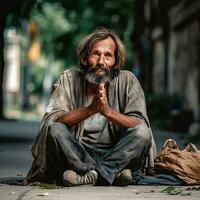 désespéré homme sur ville rue - ai généré photo