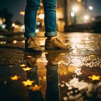 de fête adolescents jambes réflexion - ai généré photo