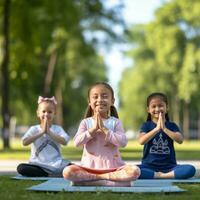 culturel la diversité dans yoga - ai généré photo