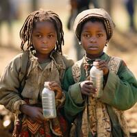 souriant africain américain les enfants - ai généré photo