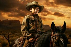 authentique cow-boy bannière portrait. produire ai photo