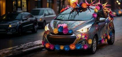 voiture décoré pour Nouveau année photo