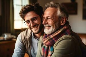 content père et fils prendre plaisir rester Accueil sur du père journée avec famille aimer., ai génératif photo