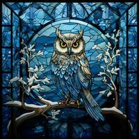 hibou dans coloré verre style photo