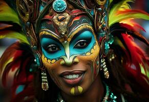 ai génératif une vibrant collection de images capturer le énergie et excitation de du Brésil carnaval et samba culture de coloré costumes et masques photo