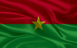 3d agitant réaliste soie nationale drapeau de burkina faso. content nationale journée burkina faso drapeau Contexte. proche en haut photo